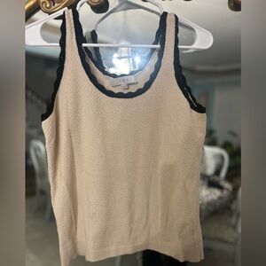 LOFT Textured Knit Tank with Contrast Trim – Women’s Large